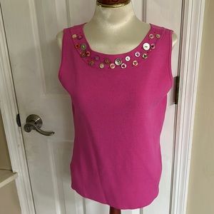 Joseph A pink tank top w/buttons Sz M